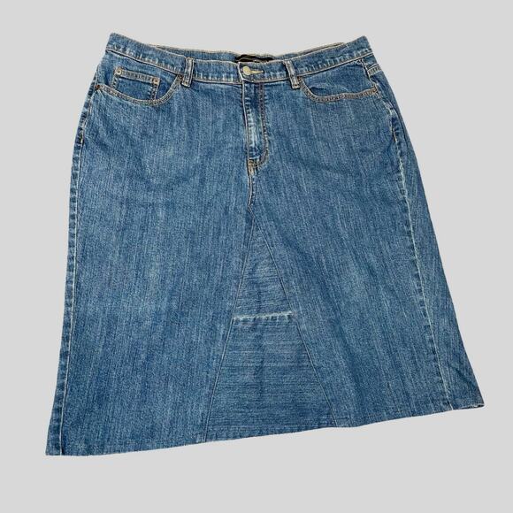 Vintage 90s Y2K Venezia Women's Blue Jean Denim A-line Skirt Size 20 - Picture 7 of 7